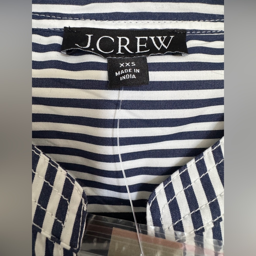 NWT! | J. Crew Delilah dress in striped 100% cotton poplin navy blue & white XXS - Picture 8 of 16